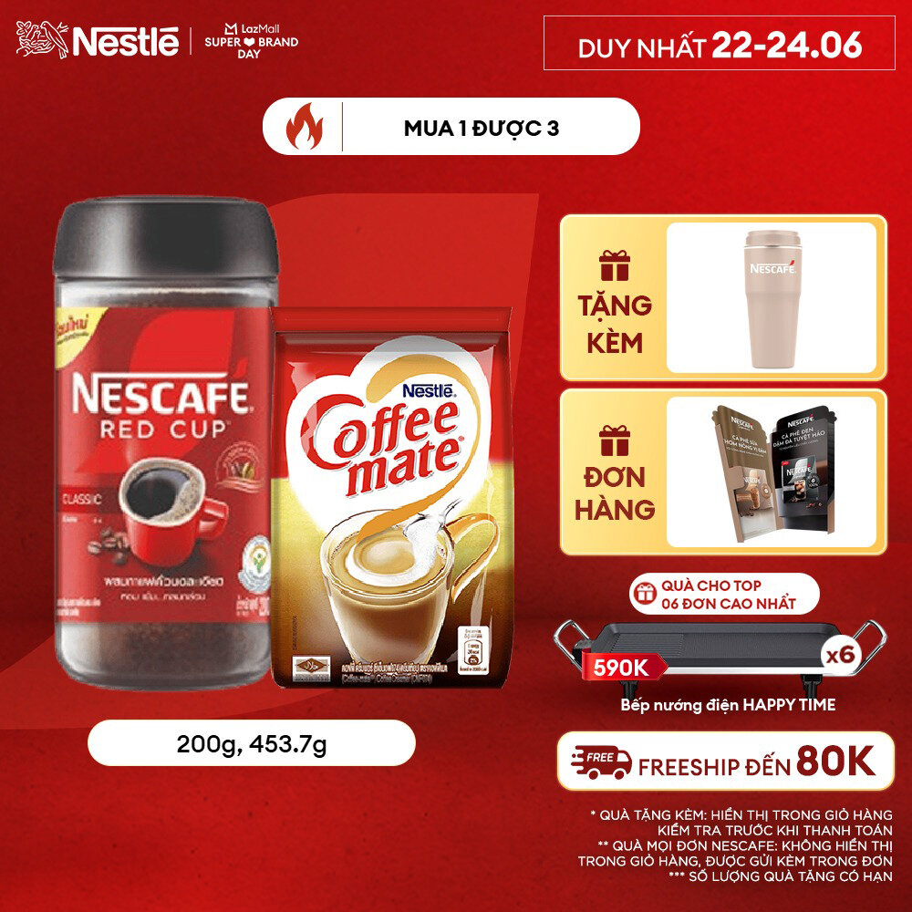 [ƯU ĐÃI THÁNG 6] Combo 1 Hũ Cà Phê Nescafé Red Cup (200g) + 1 Bột kem Nestle Coffee Mate (453.7g)