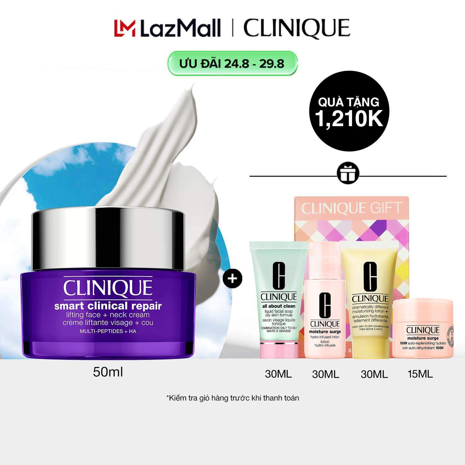 [MỚI] Kem dưỡng Nâng Cơ  & Chống Lão Hóa Clinique Smart Clinical Repair Lifting Face + Neck - Cream 50ml | Anti-Aging, Peptides, Youthful Skin