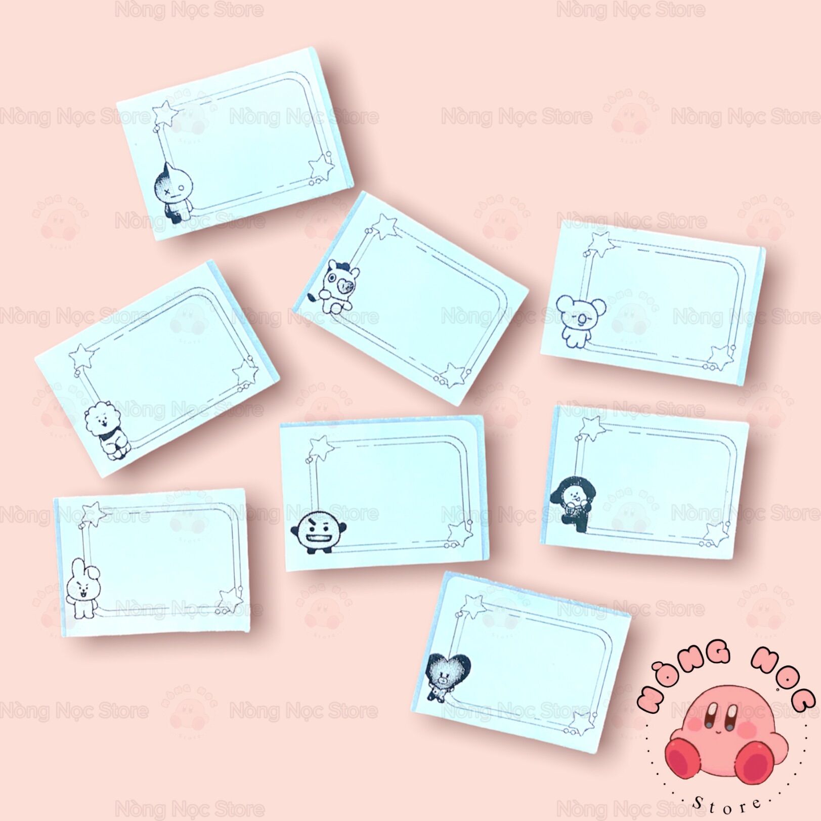 Set 8 Tem Nhãn Dán - Giấy Note Dán - Sticker Hình BTS Siêu Đáng Yêu