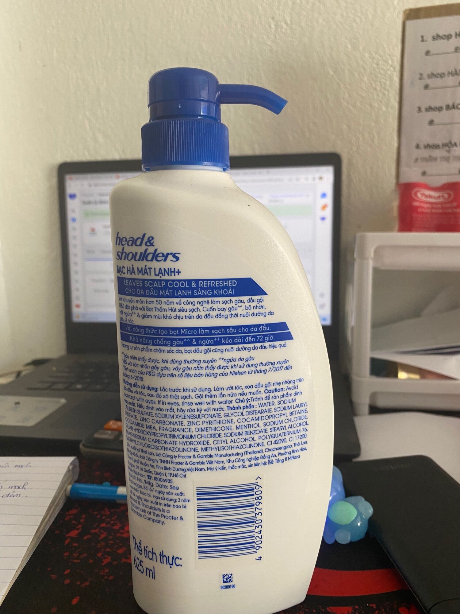 Dầu gội Head&shoulder bạc hà mát lạnh 625ml