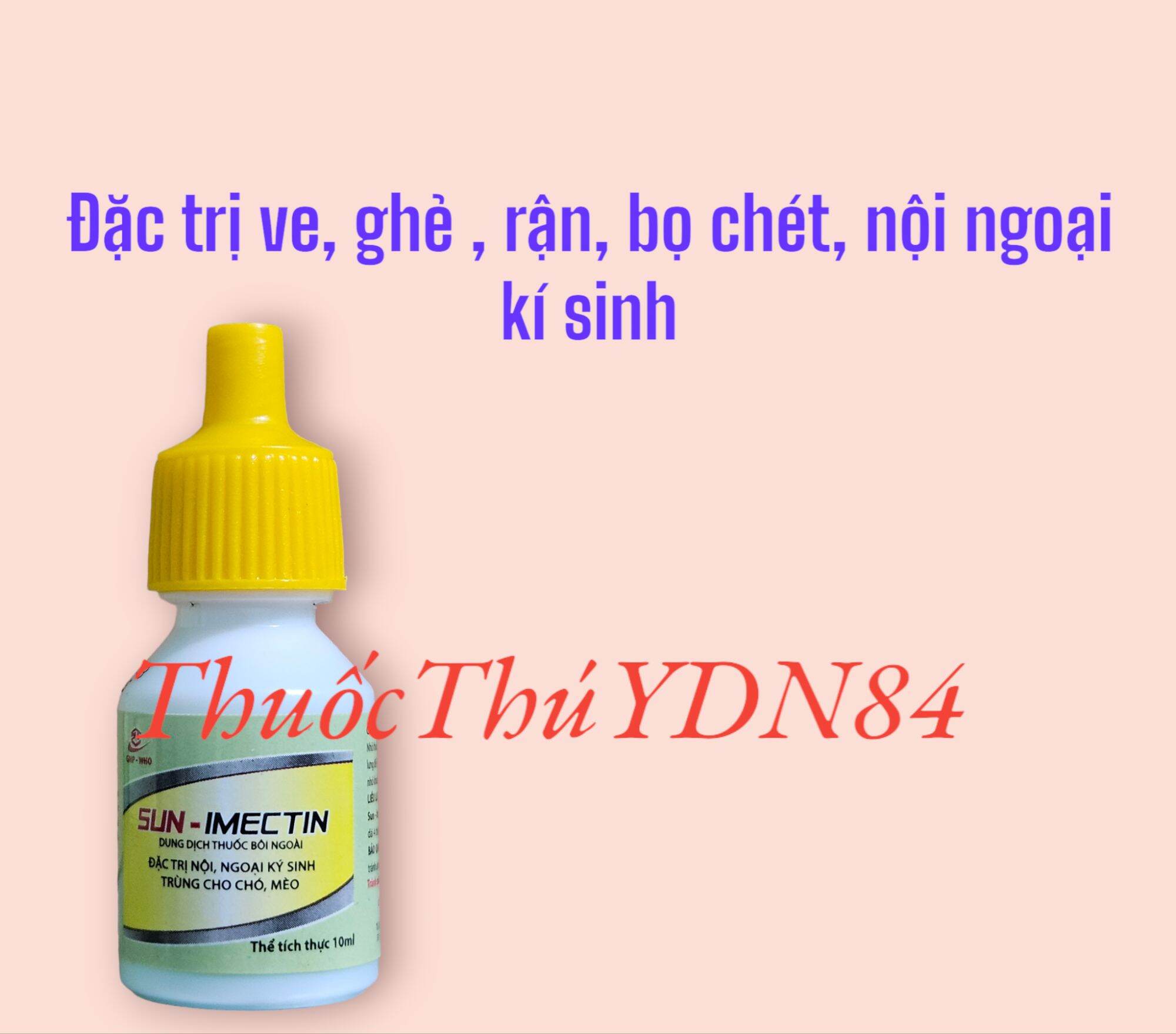 Dung dịch nhỏ sống lưng chó, mèo diệt ve, ghẻ, rận, bọ chét Sun imectin lọ 10ml