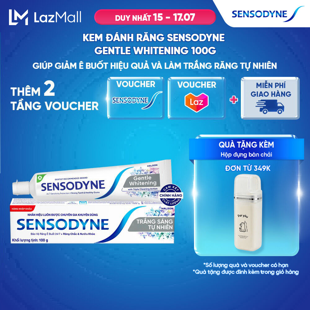 Kem đánh răng SENSODYNE Gentle Whitening 100g giúp giảm ê buốt hiệu quả và làm trắng răng tự nhiên