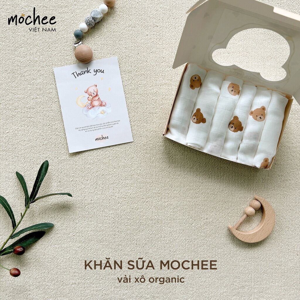 Khăn Sữa Sợi Tre Organic Mochee cho bé sơ sinh siêu mềm