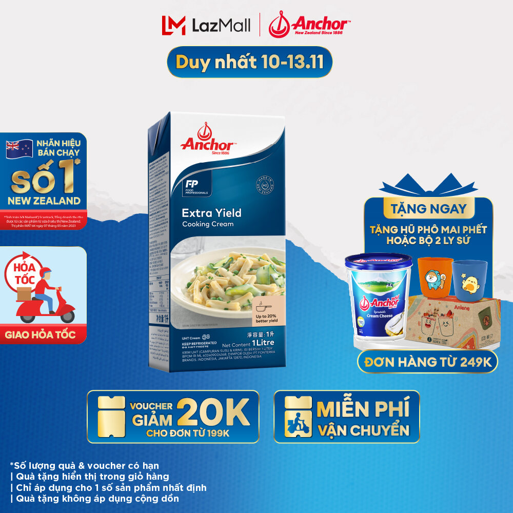 [GIAO HÀNG HỎA TỐC - HCM] Kem Sữa Tươi Tiệt Trùng Để Nấu Ăn Anchor Cooking Cream Hộp 1 Lít