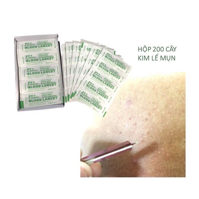 ️Hộp 200 cây kim Lancet lấy máu kim lễ nặn mụn blood lancet Kim lễ mụn, Kim chích mụn, Kim lấy