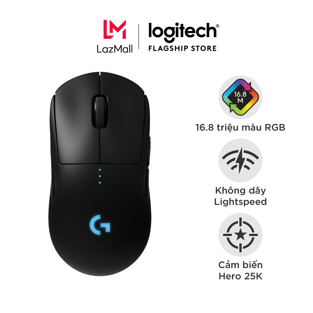 Chuột game không dây Logitech G Pro Wireless - Thiết kế cấp độ Esport, nhẹ, cảm biến Hero 25k, RGB Lightsync, Lightspeed