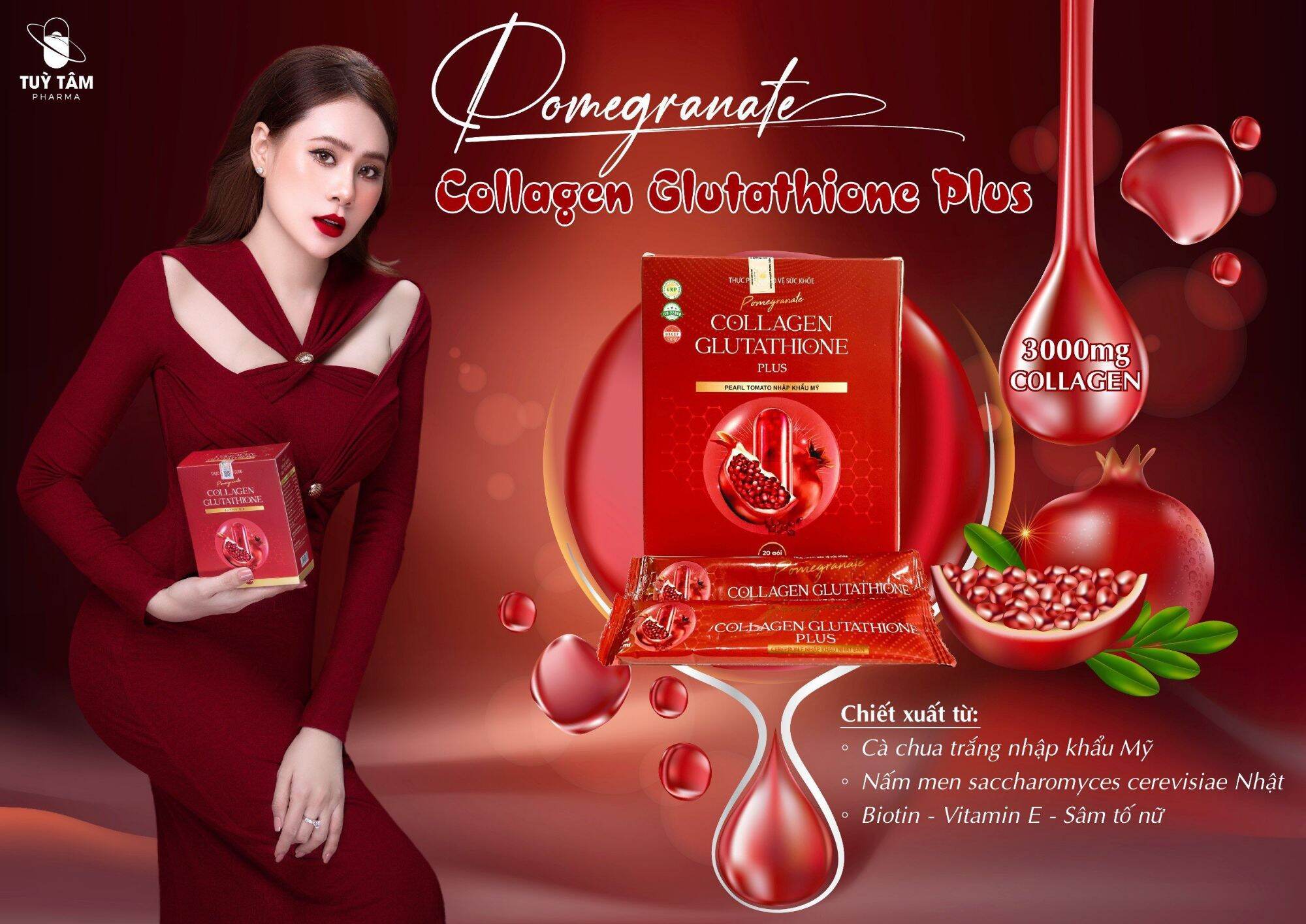 MẪU MỚI - Collagen Glutathione Lựu Đỏ