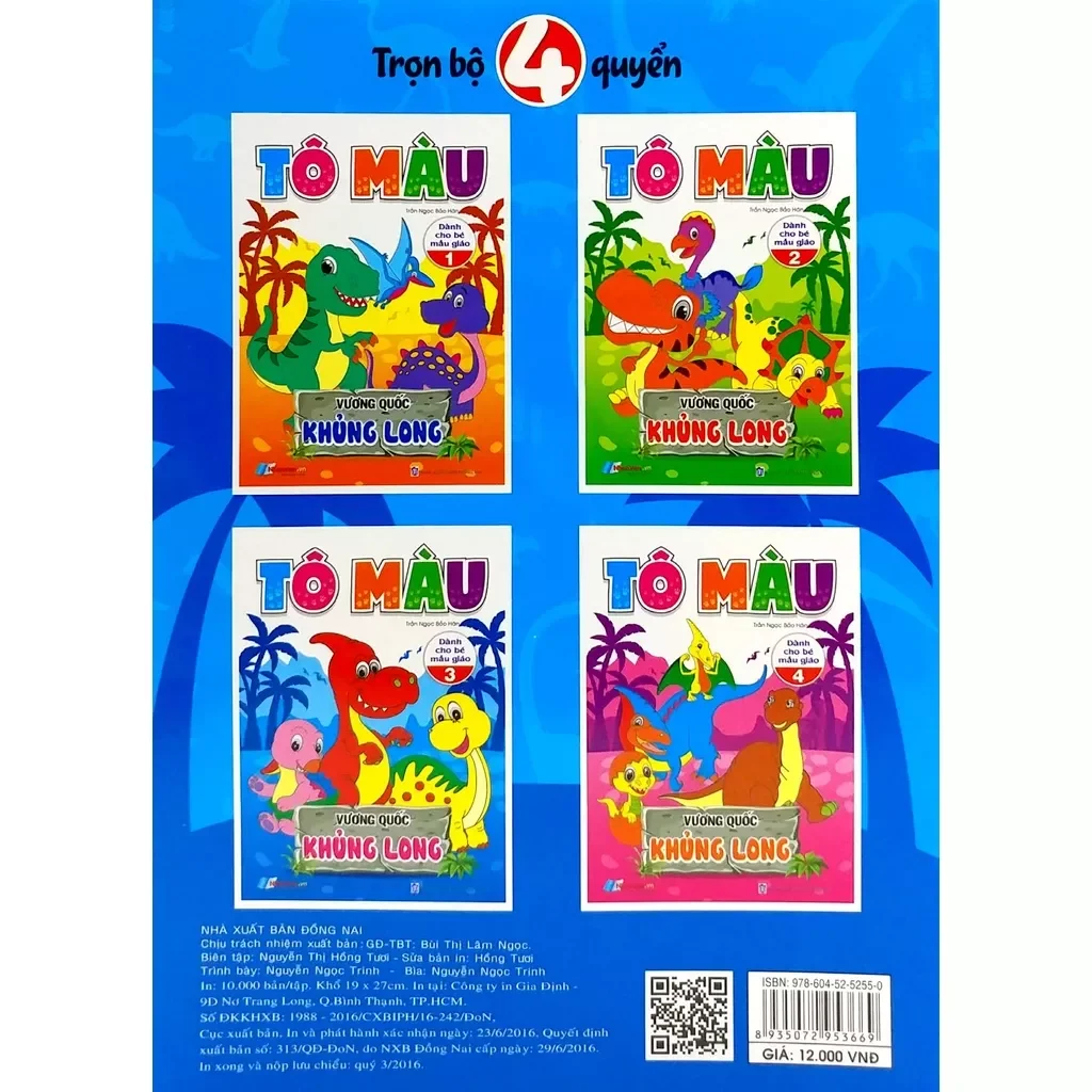 Sách Tô Màu Khủng Long Cho Bé -Tập 3