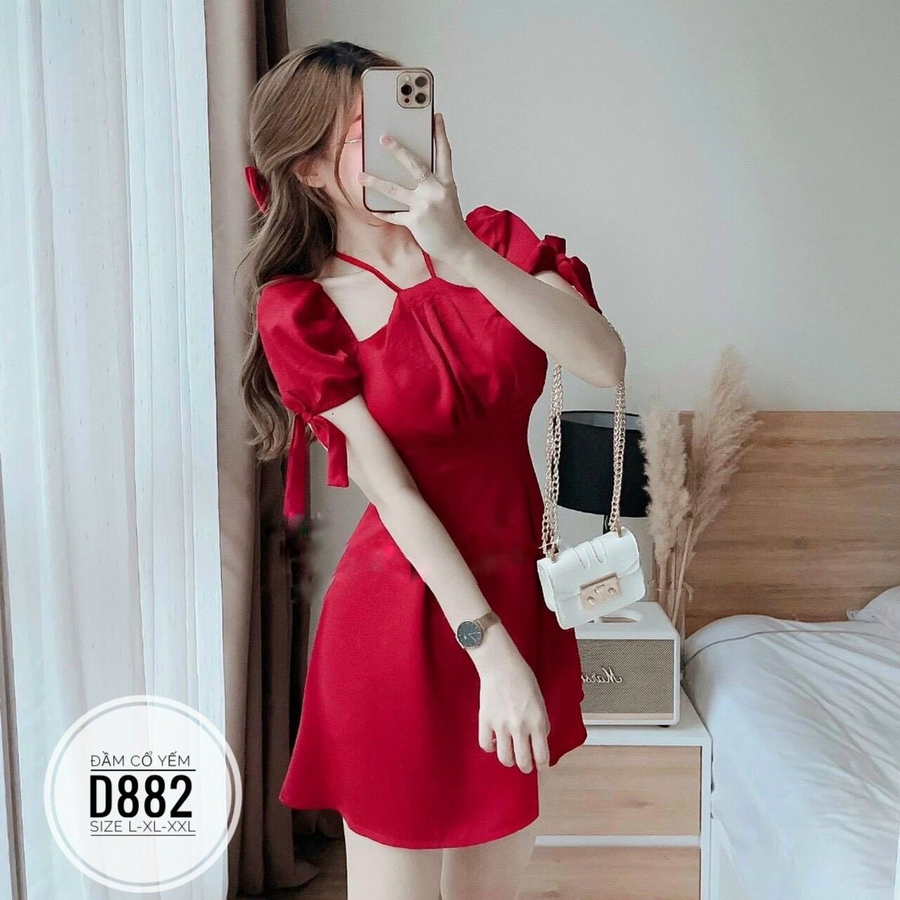 55-90kg bigsize đầm cổ yếm 3 màu dễ thương d882