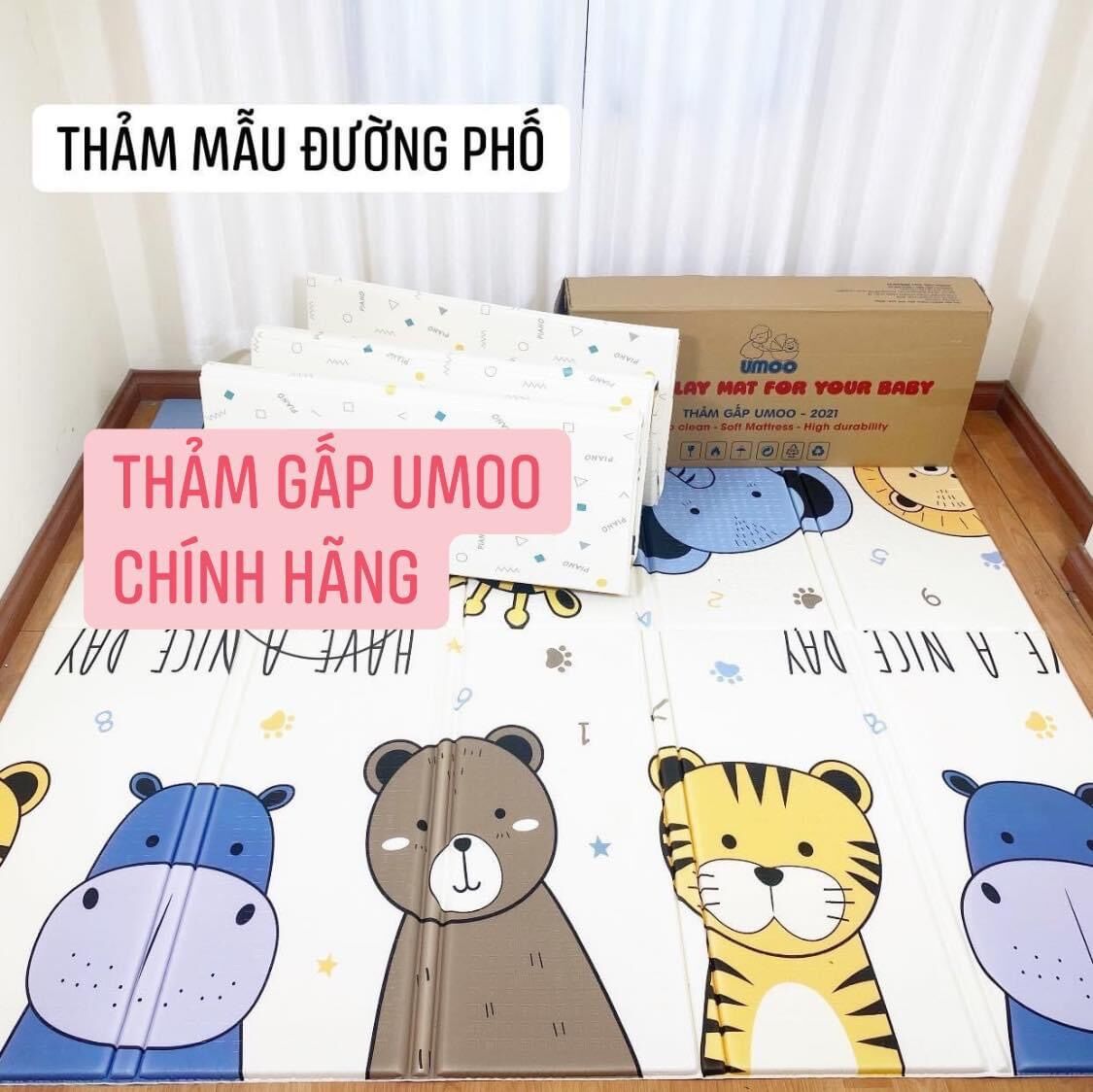 Thảm gấp cho bé đường phố, sư tử, chữ số Umoo
