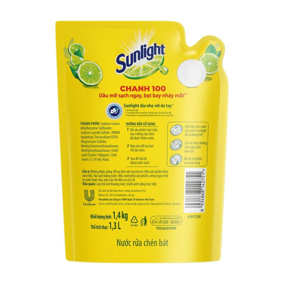 Nước rửa chén sunlight chanh 1,4kg