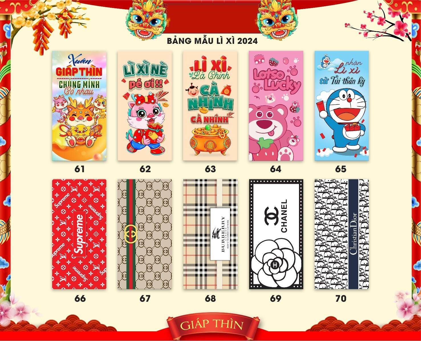 [combo 100 cái] BAO LÌ XÌ MẪU MỚ GIÁ SỈ