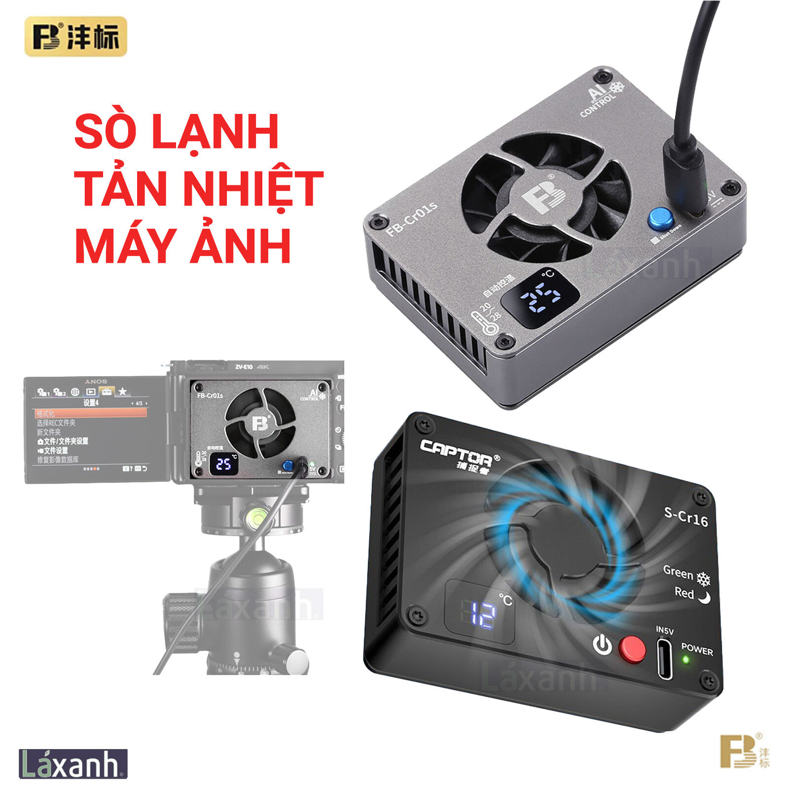 Tản nhiệt lạnh quạt tản nhiệt máy ảnh máy quay hãng fb captor sony a74 a7c2 fx3 fx30 zv1 canon r6 r5 r7 70d 90d fujifilm xt4 xh2 xs10
