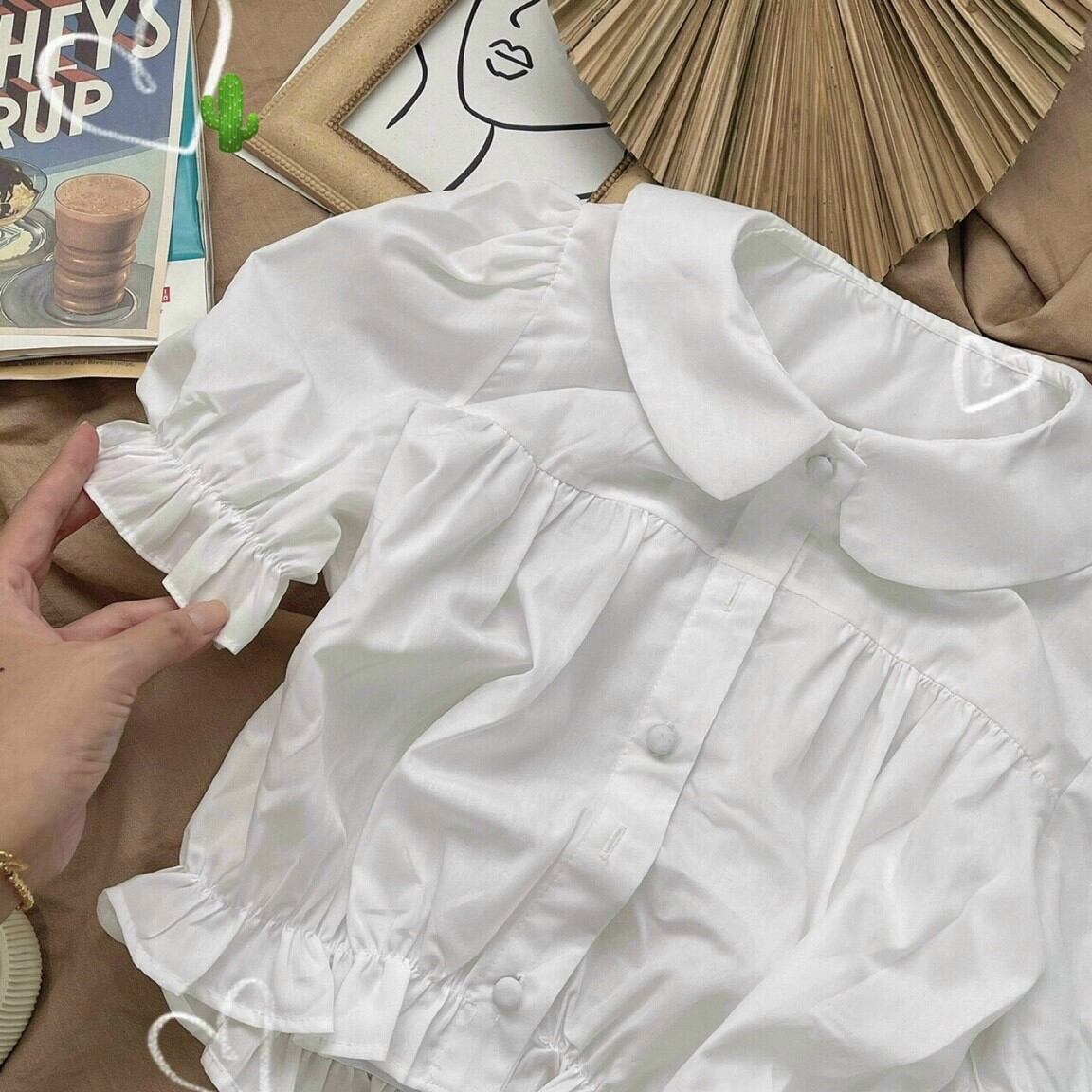 ÁO CROPTOP SƠ MI VIỀN BÈO