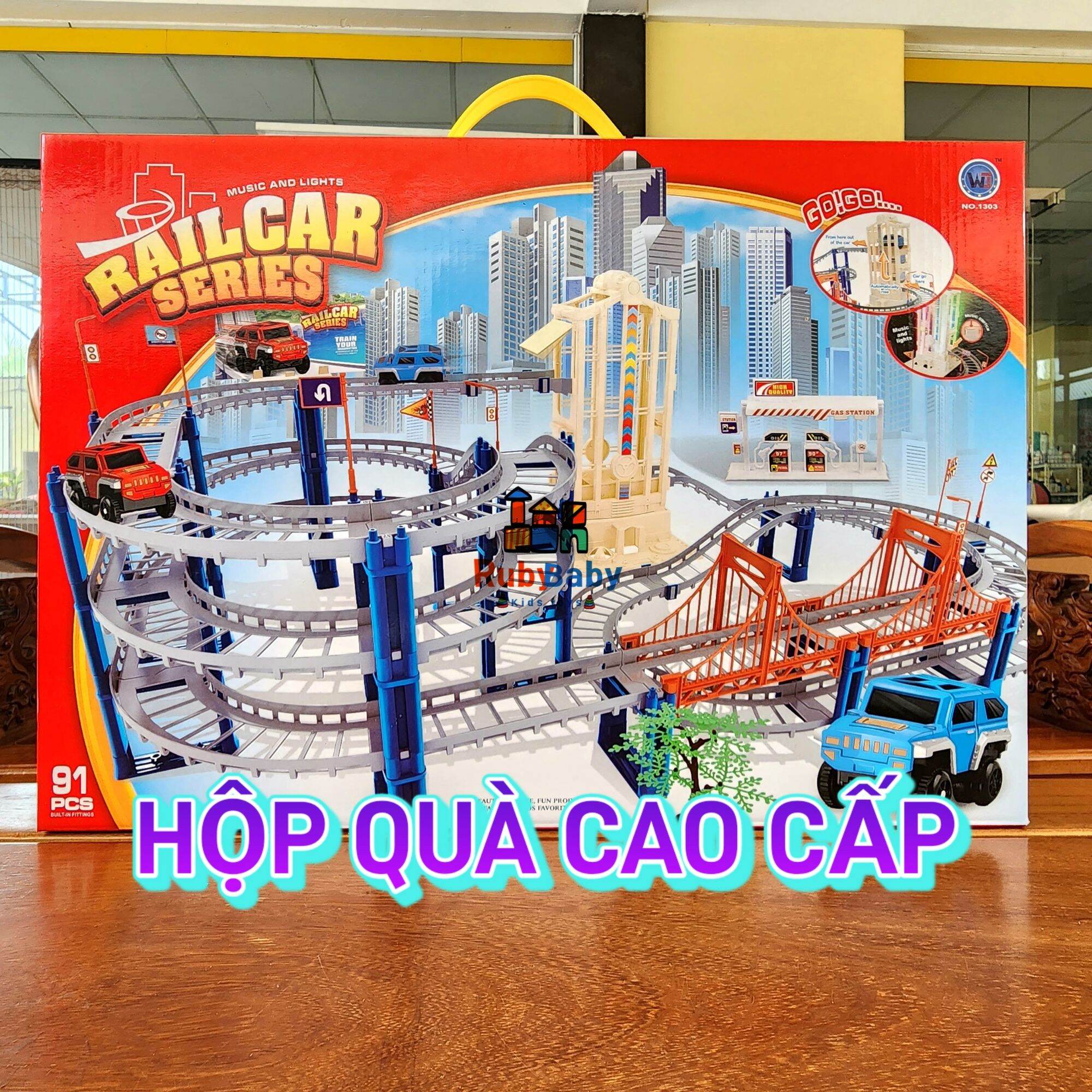Đồ chơi ô tô đường đua lắp ráp ô tô đường ray xe đồ chơi bộ 140 chi tiết siêu lớn Đồ chơi trẻ em lắp ghép đường ray ô tô