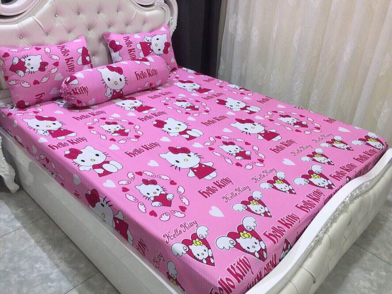 Bộ drap 4 món ( không mền) thun lạnh 3d. Nệm < 15cm