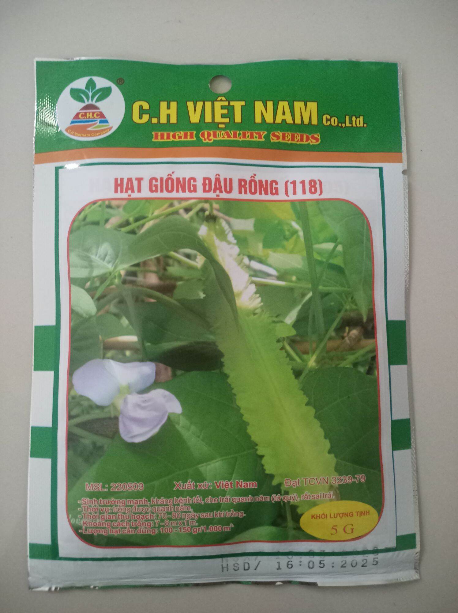 Hạt giống đậu rồng gói 5 gr