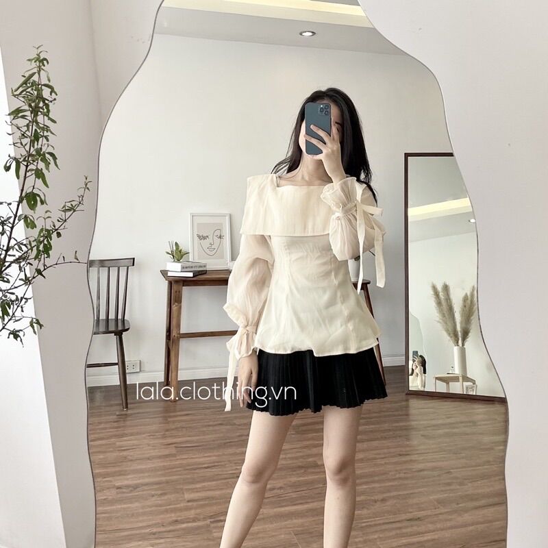 Áo sơ mi thủy thủ chiết eo MD