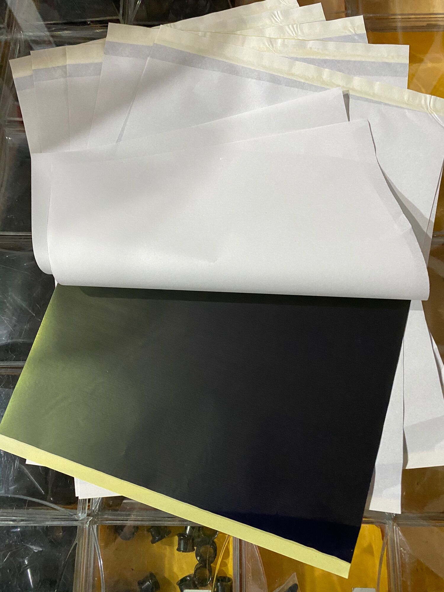 Combo 5 giấy than scan tímloại sử dụng 1 lần