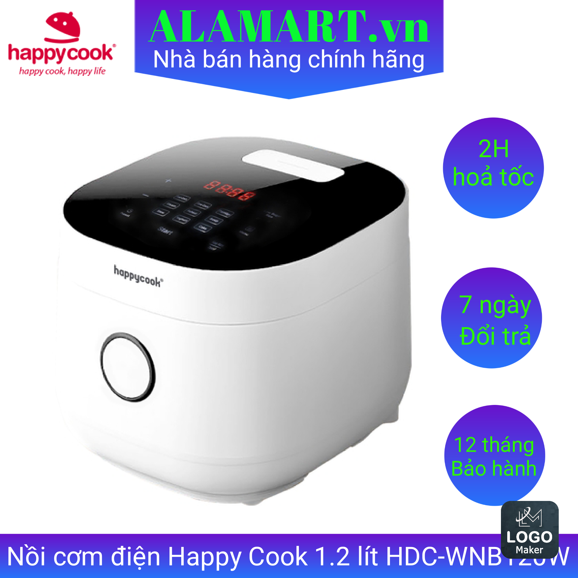 Nồi cơm điện Happy Cook 1.2 lít HDC-WNB120W
