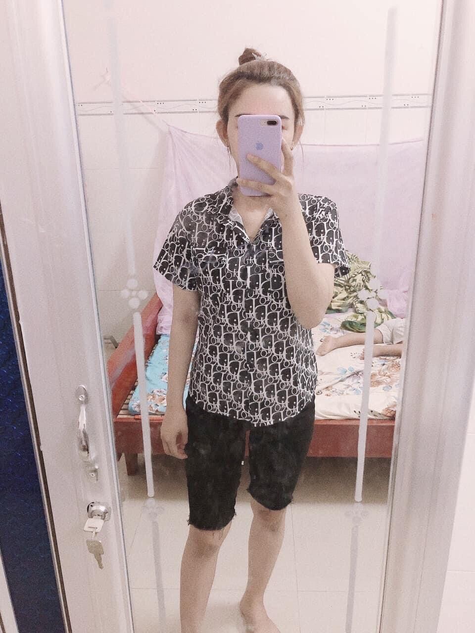 [ SET RỜI ]sơmi dior. đen tay con mix quần ngố thun