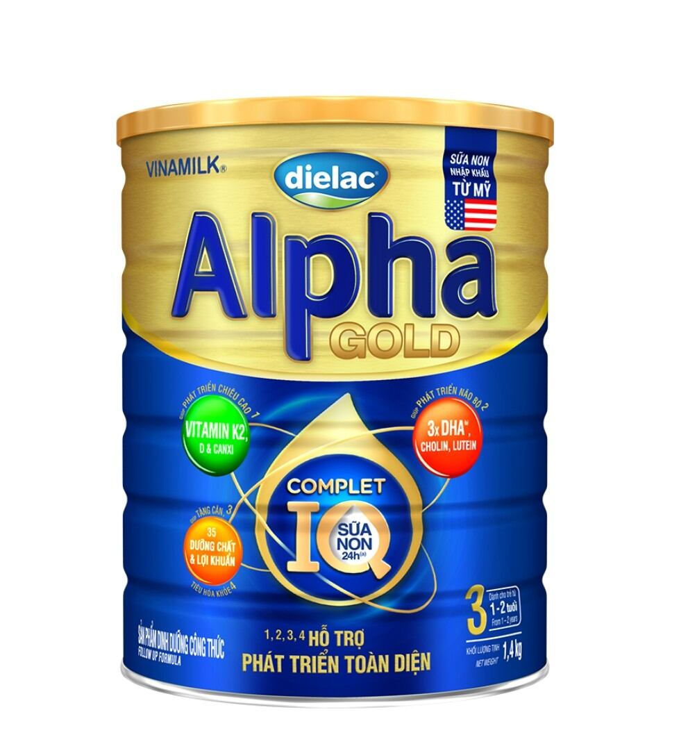 Sữa bột vinamilk dielac alpha gold iq step 3 - hộp thiếc 1.4 00g