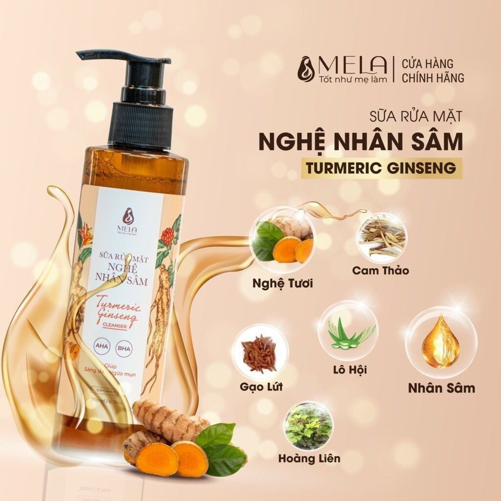 Sữa rửa mặt nghệ nhân sâm mela cho da dầu mụn sáng da tẩy tế bào chết