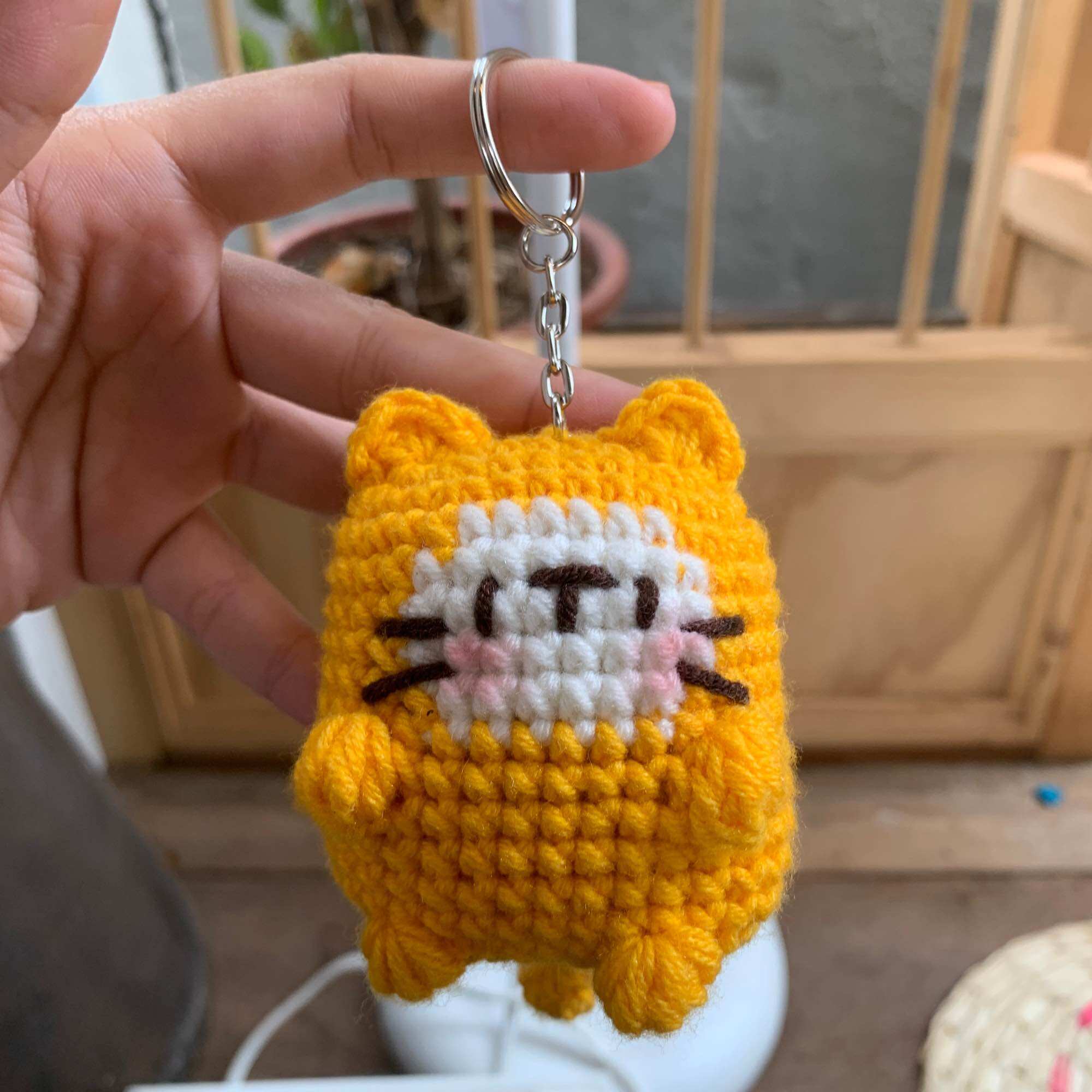 Móc khóa len con mèo dễ thương