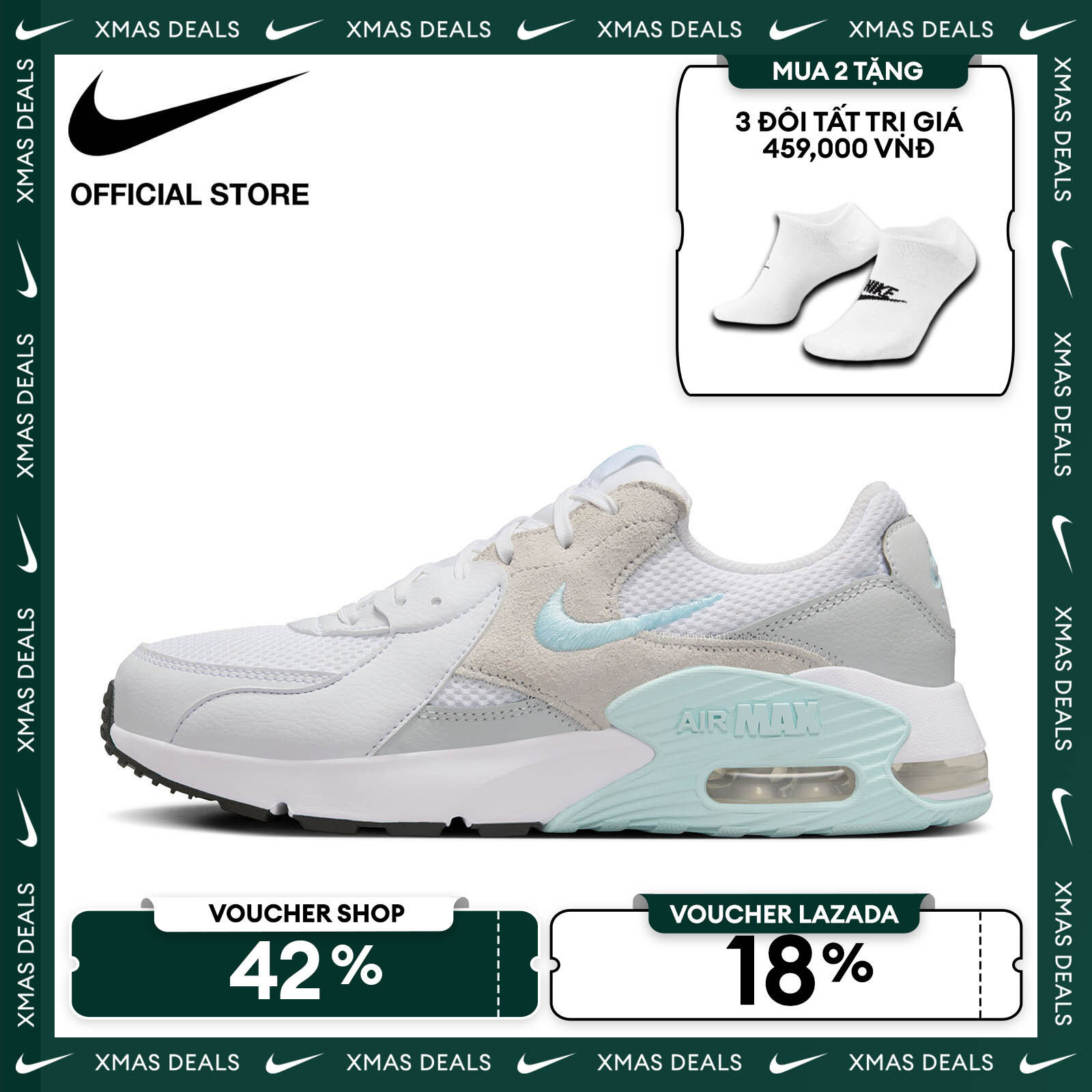   VOUCHER 42% + MUA 2 TẶNG VỚ  Giày Nike Women's Air Max Excee Shoes - White 