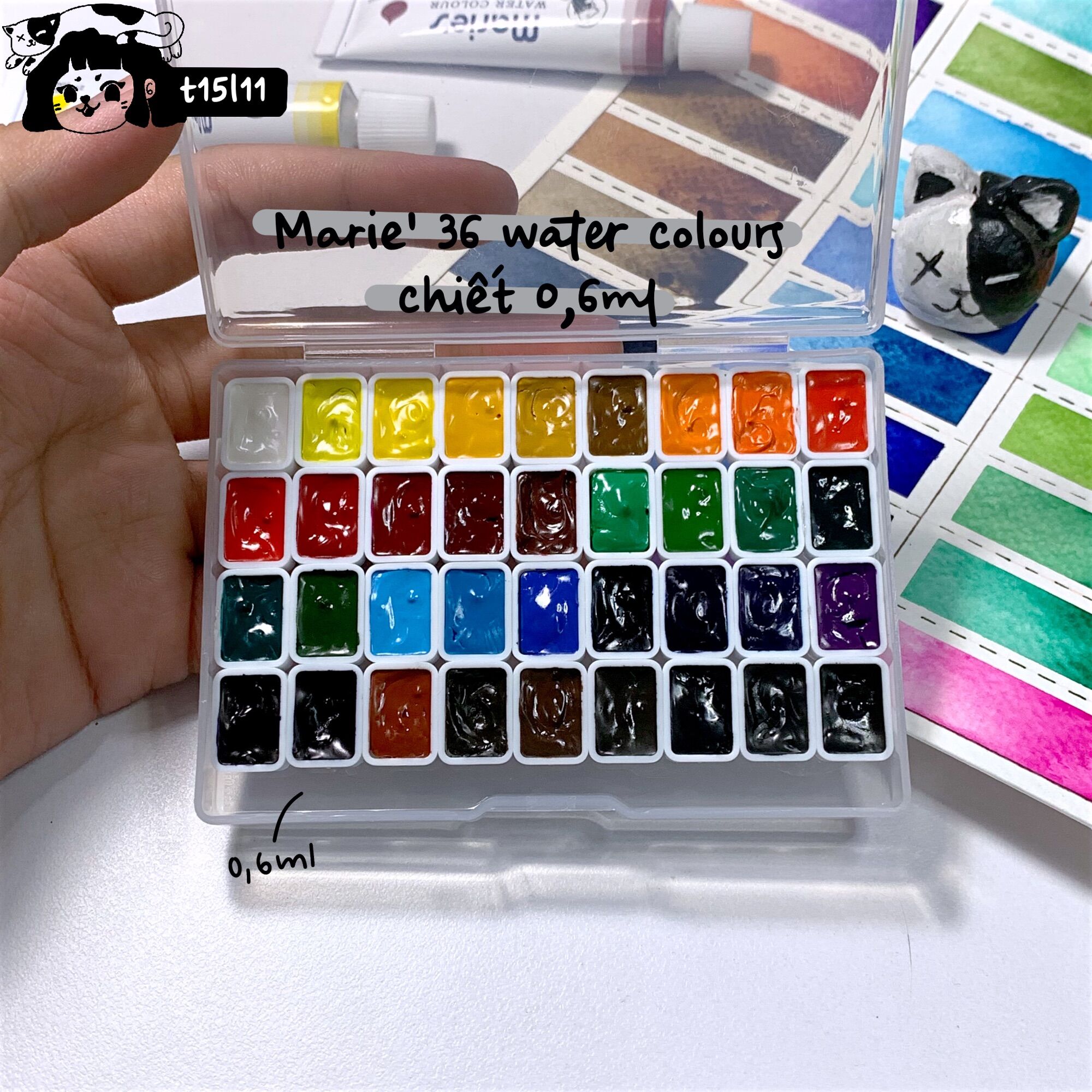 [t15l11] Marie's 36 màu nước 12ml hạng học sinh