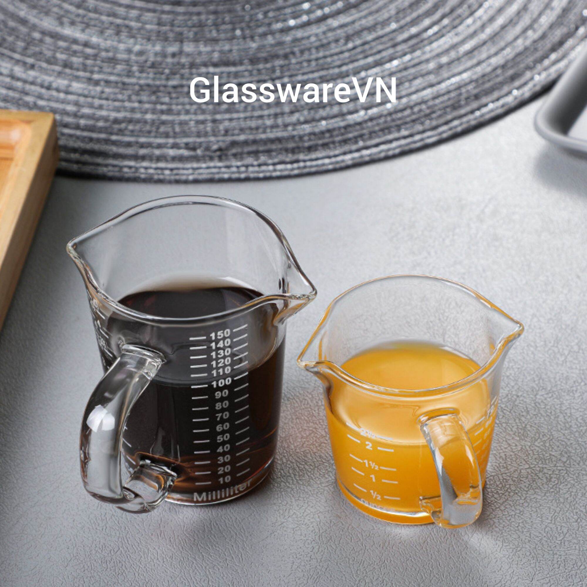 Cốc Đong Cà Phê 2 Miệng 150ml Thủy tinh Borosilicate Cốc Đong Pha Cafe Espresso Miệng Đôi