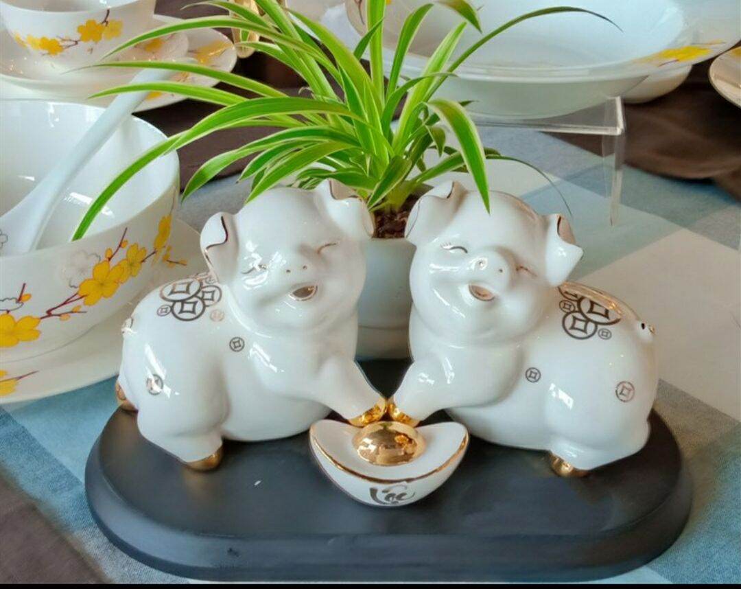 Tượng heo đôi như ý tài lộc