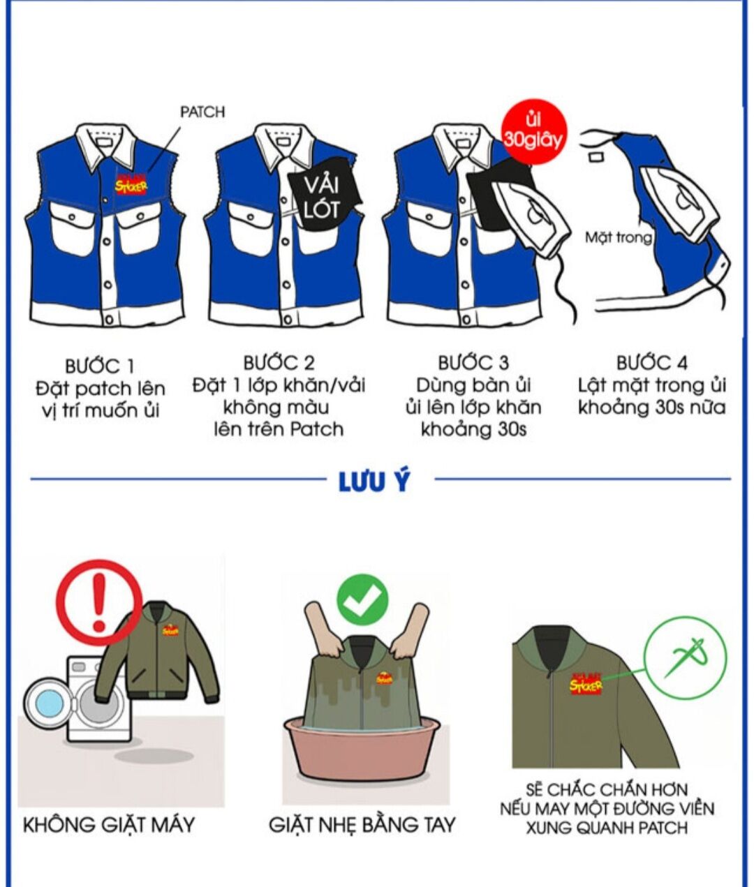 Logo Ủi/Patch Ủi/Sticker Thêu Dùng Trang Trí Quần Áo