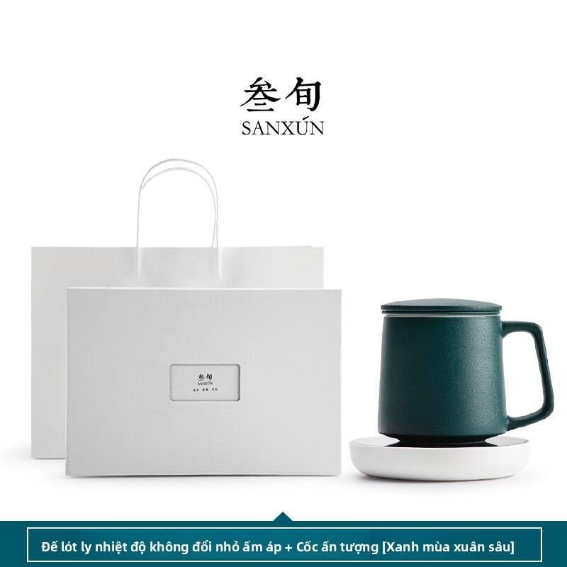 Sanxun | Office Filter Tea Cup with Lid Ceramic - 4