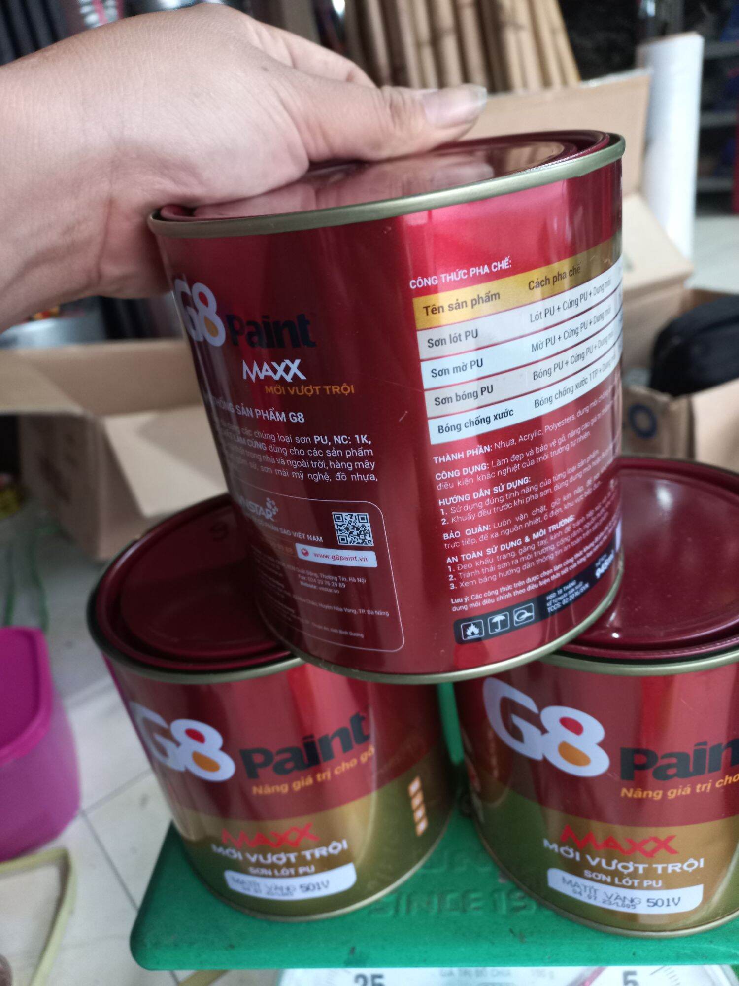 Sơn PU gỗ cao cấp - G8 paint- Sơn lót MATIT VÀNG(501V) 945ML