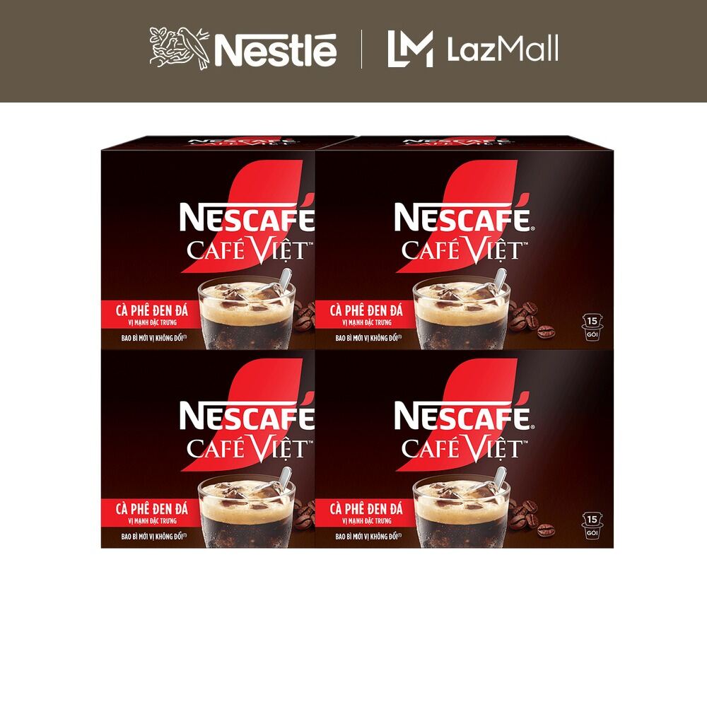 [ƯU ĐÃI THÁNG 4] [FREESHIP HCM] Combo 4 hộp Cà phê đen hòa tan NESCAFÉ CAFÉ VIỆT (16g x 15 gói)