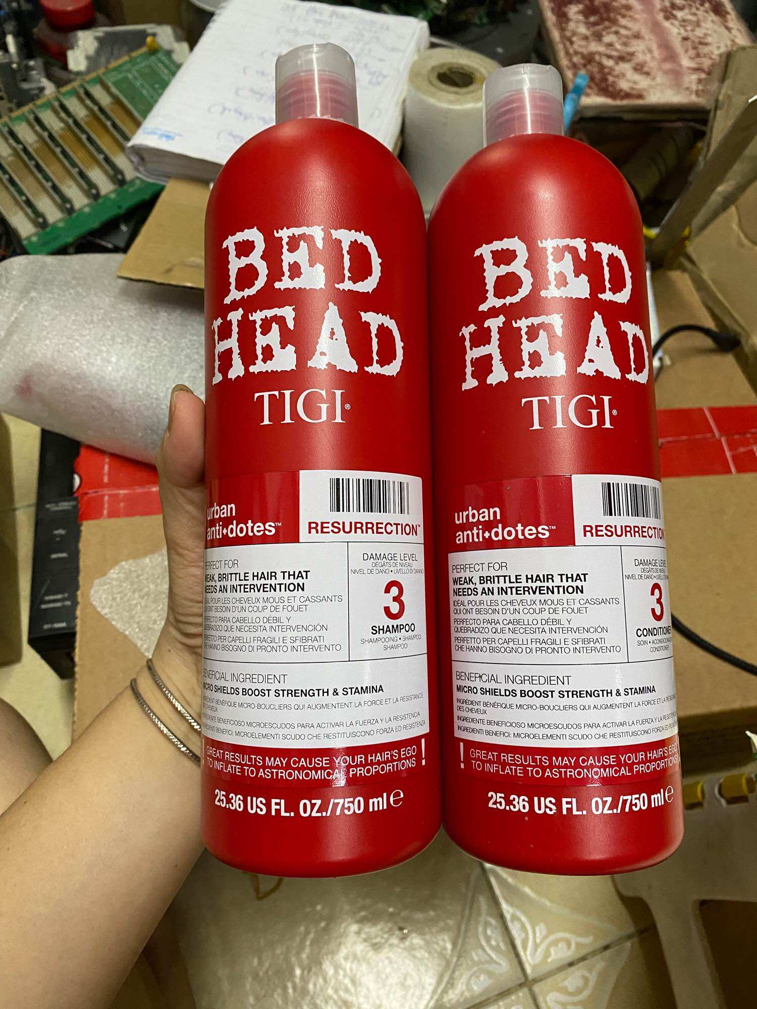 CẶP DẦU GỘI + XẢ TIGI ĐỎ HÀNG MỸ (gội 750ml+xả 750ml)