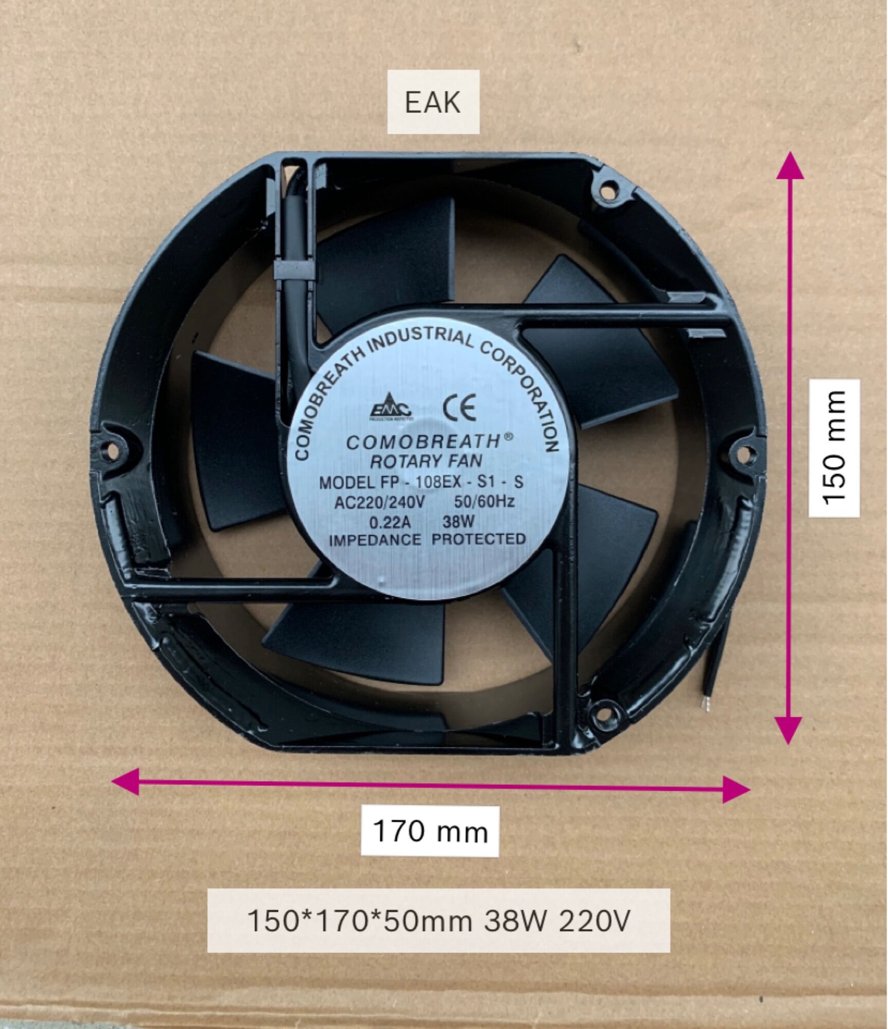 EAK - Quạt thông gió hút mùi tản nhiệt - quạt tủ điện  15 x 17 x 5 cm / 15 x 15 x 5 cm 38W 220V