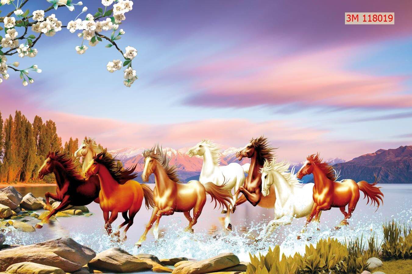 Tranh lụa 3D Mã Đáo Thành Công, tranh ngựa, tranh bát mã - za.lo 0367.536.104