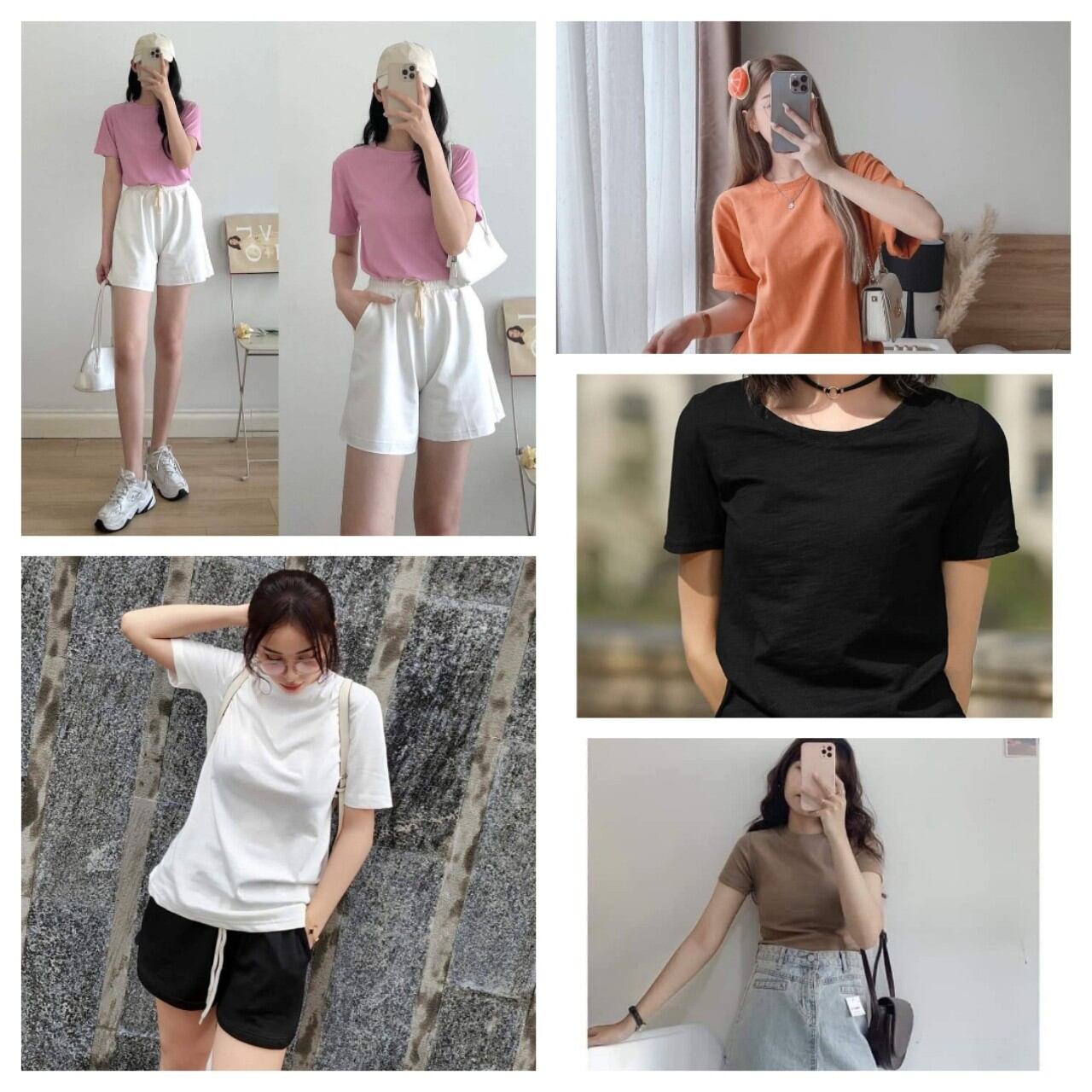 Áo thun nữ trơn dáng Basic nhiều màu, Áo thun nữ trơn cotton mềm mịn