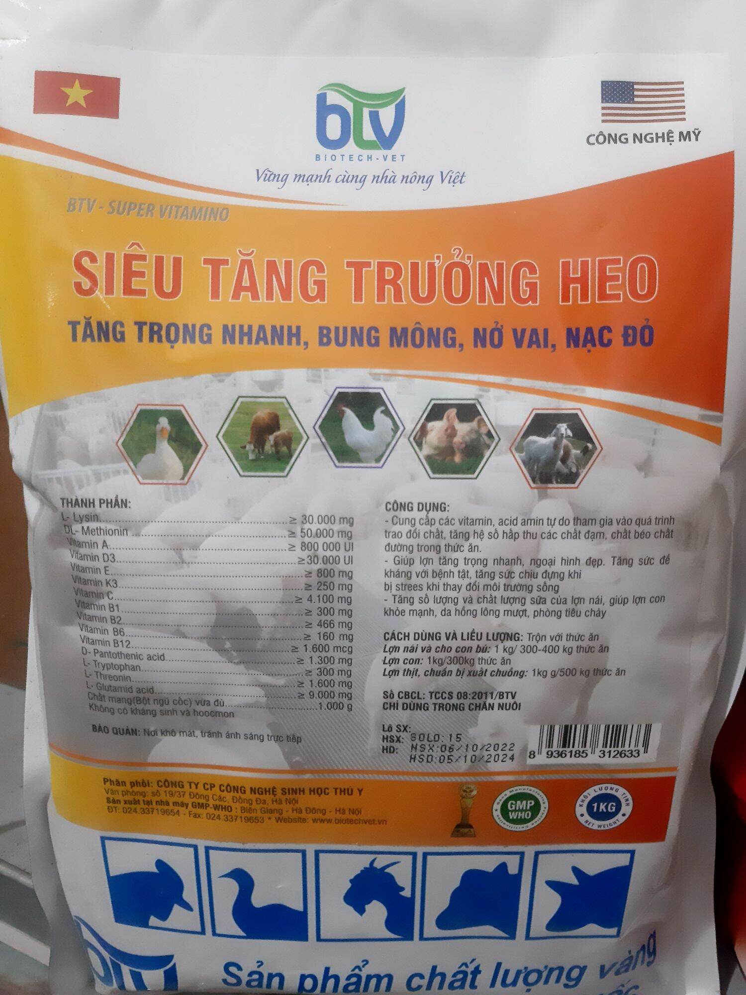 Vỗ béo heo - 1 kg ( bung mông ,nở vai,tăng trọng nhanh)
