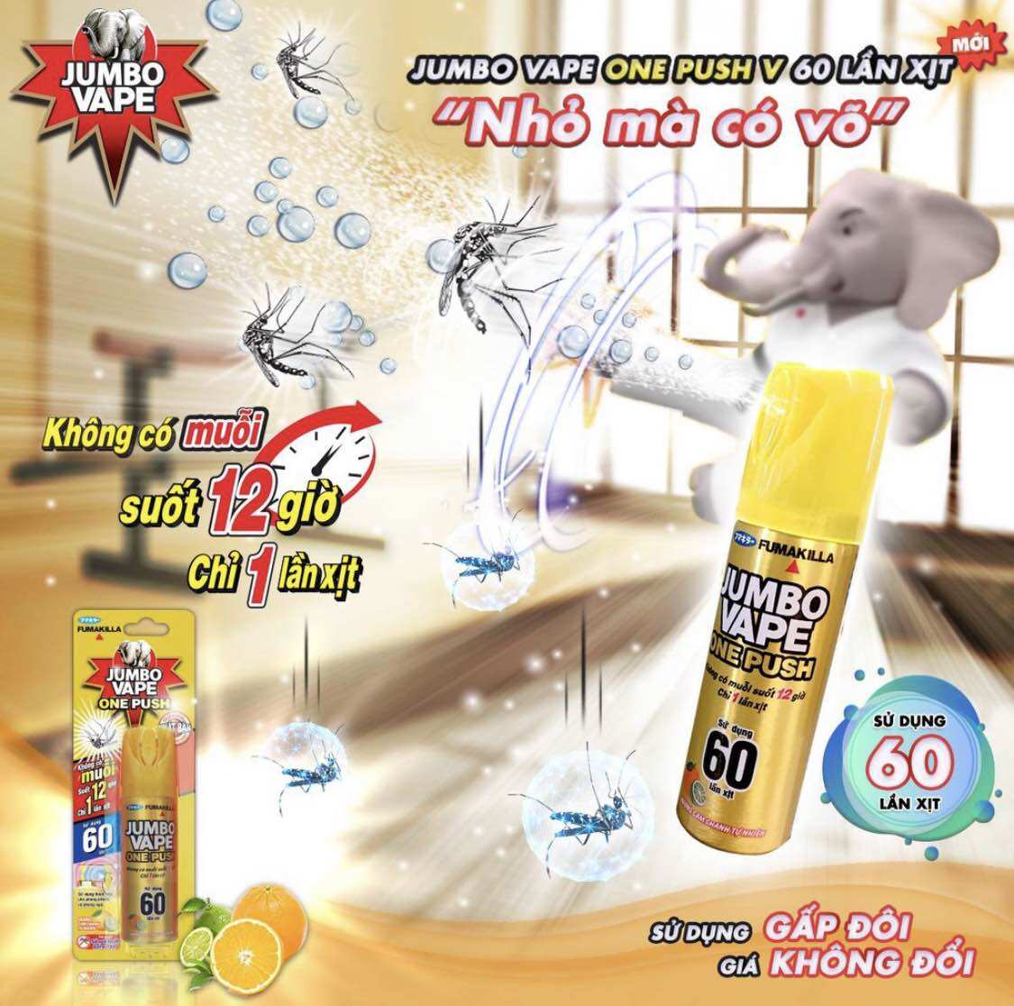Bình Xịt Muỗi JUMBO VAPE ONE PUSH (60 Lần Xịt)