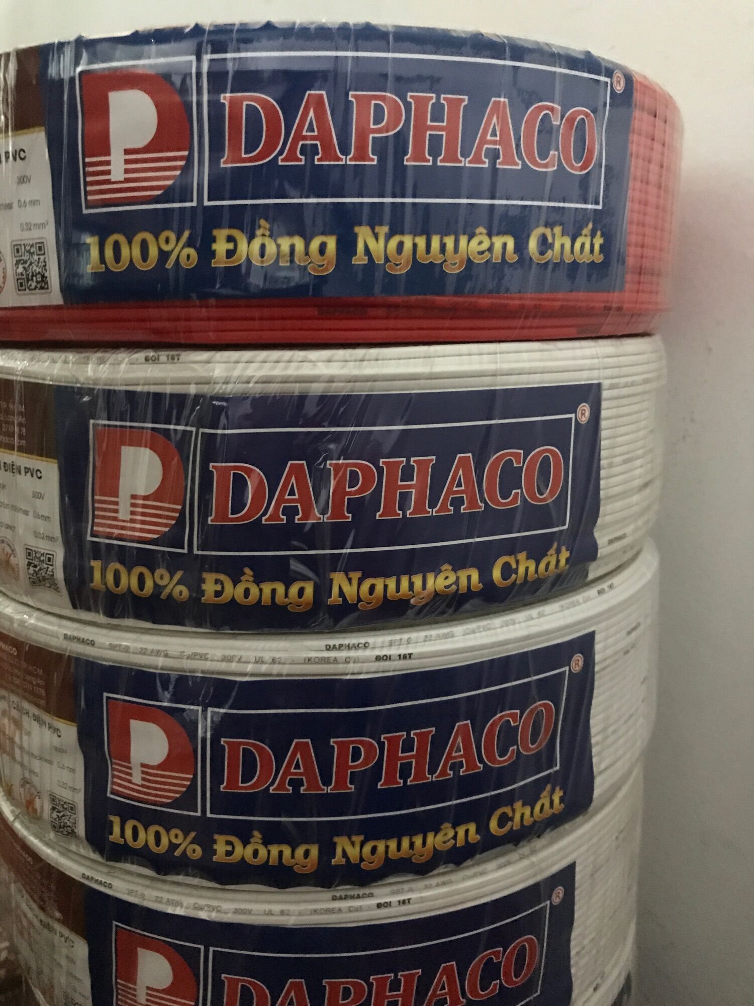Dây điện Daphaco đôi mềm 2x16 tim đồng (tiết diện dây 2x0.32mm) (Cuộn 100 mét) chính hãng