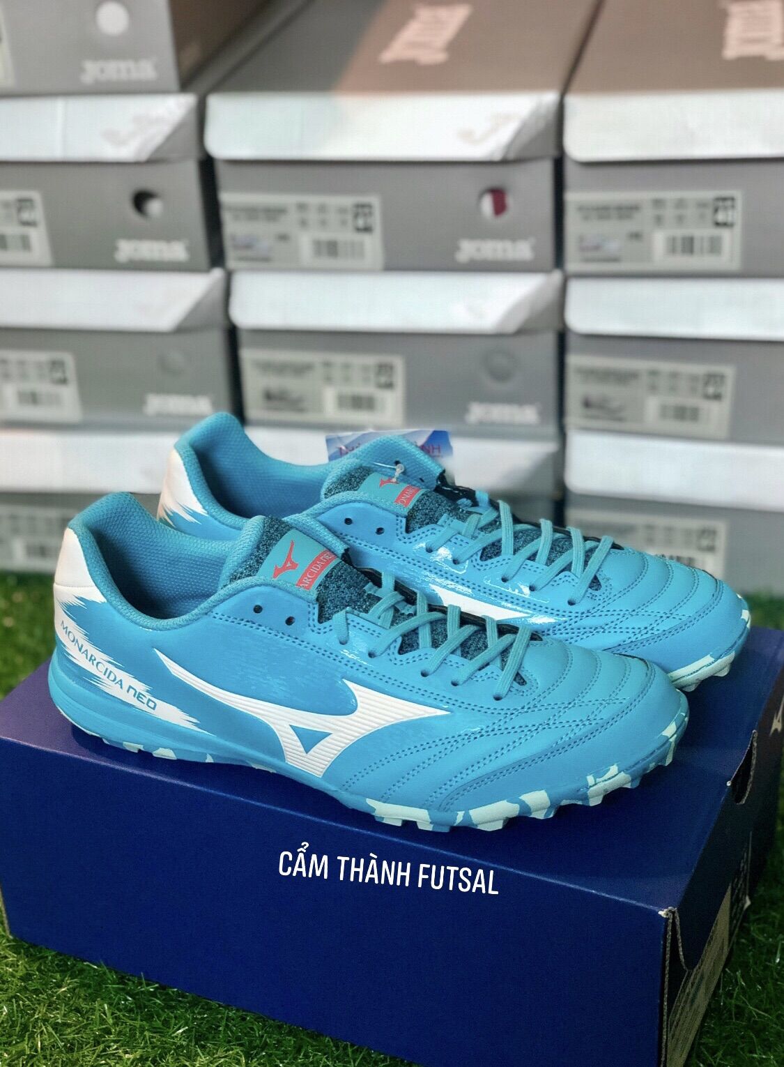 Giày đá banh chính hãng mizuno monarcida neo sala pro tf- xanh biển