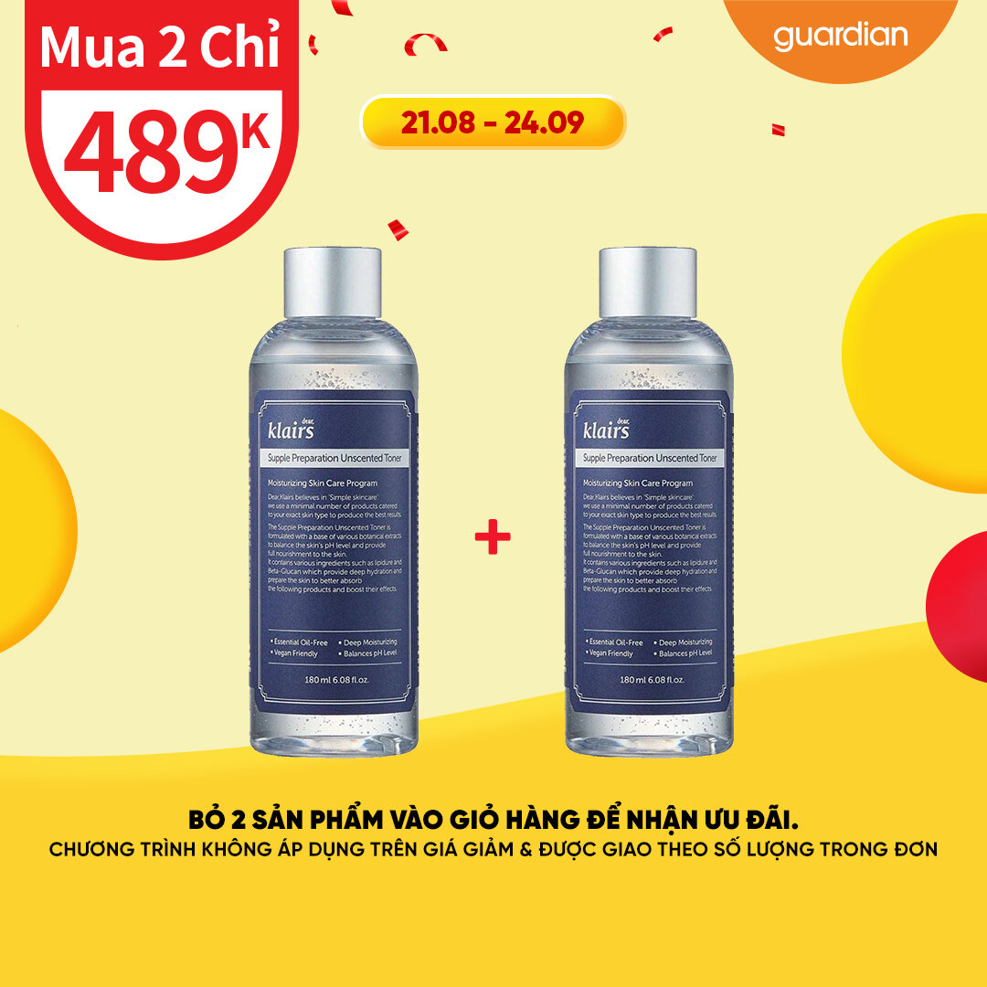 Nước Hoa Hồng Không Mùi Dưỡng Ẩm Và Làm Mềm Da Dear Klairs Supple Preparation Unscented Toner 180Ml