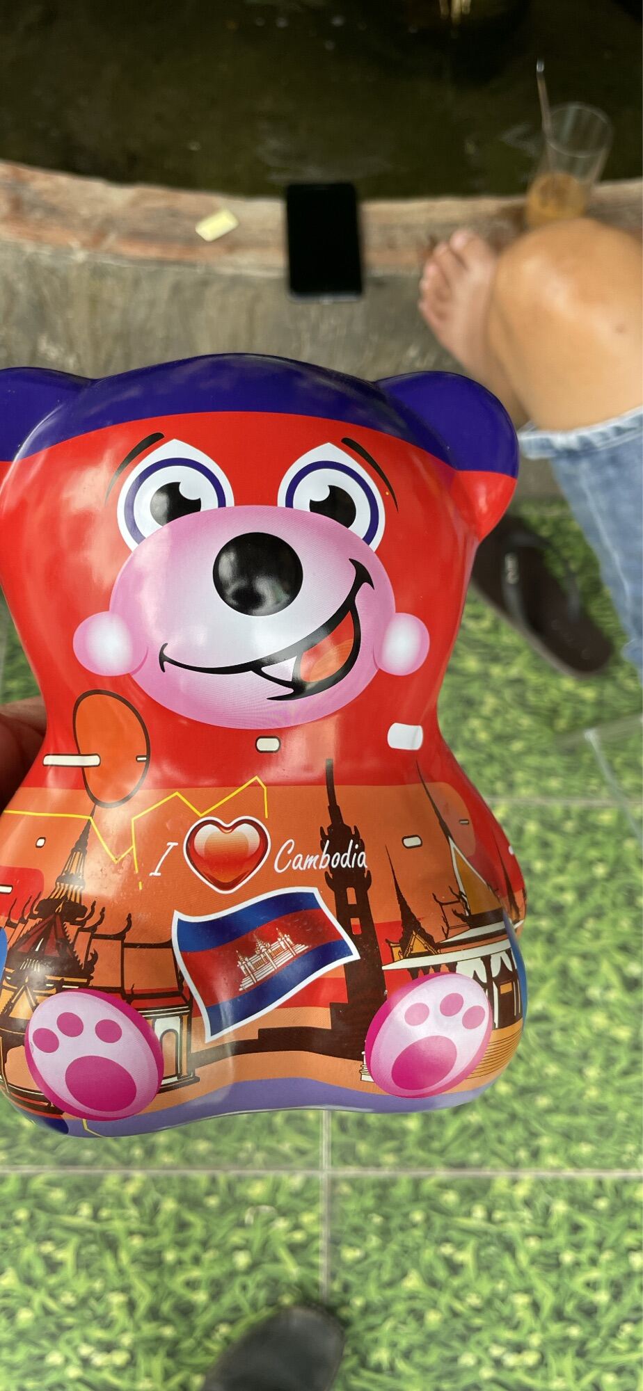 Hộp quà hình gấu làm ống tiết kiệm cho bé cực chất- 200g kẹo bên trong