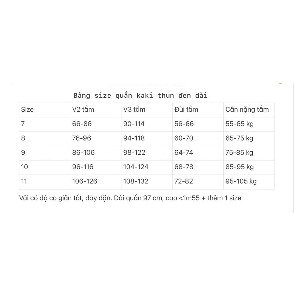 Quần kaki thun ôm big size nữ 55-100kg