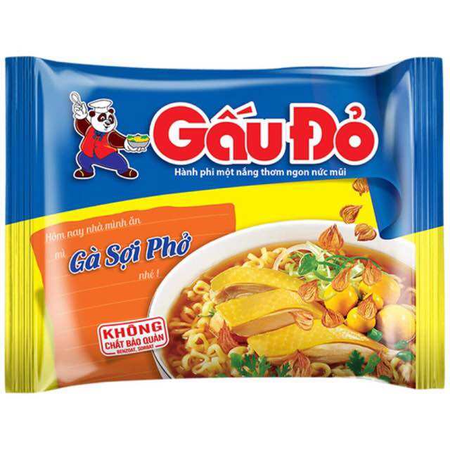Thùng 30 gói mì gấu đỏ , mì gà sợi phở gói 65 gr