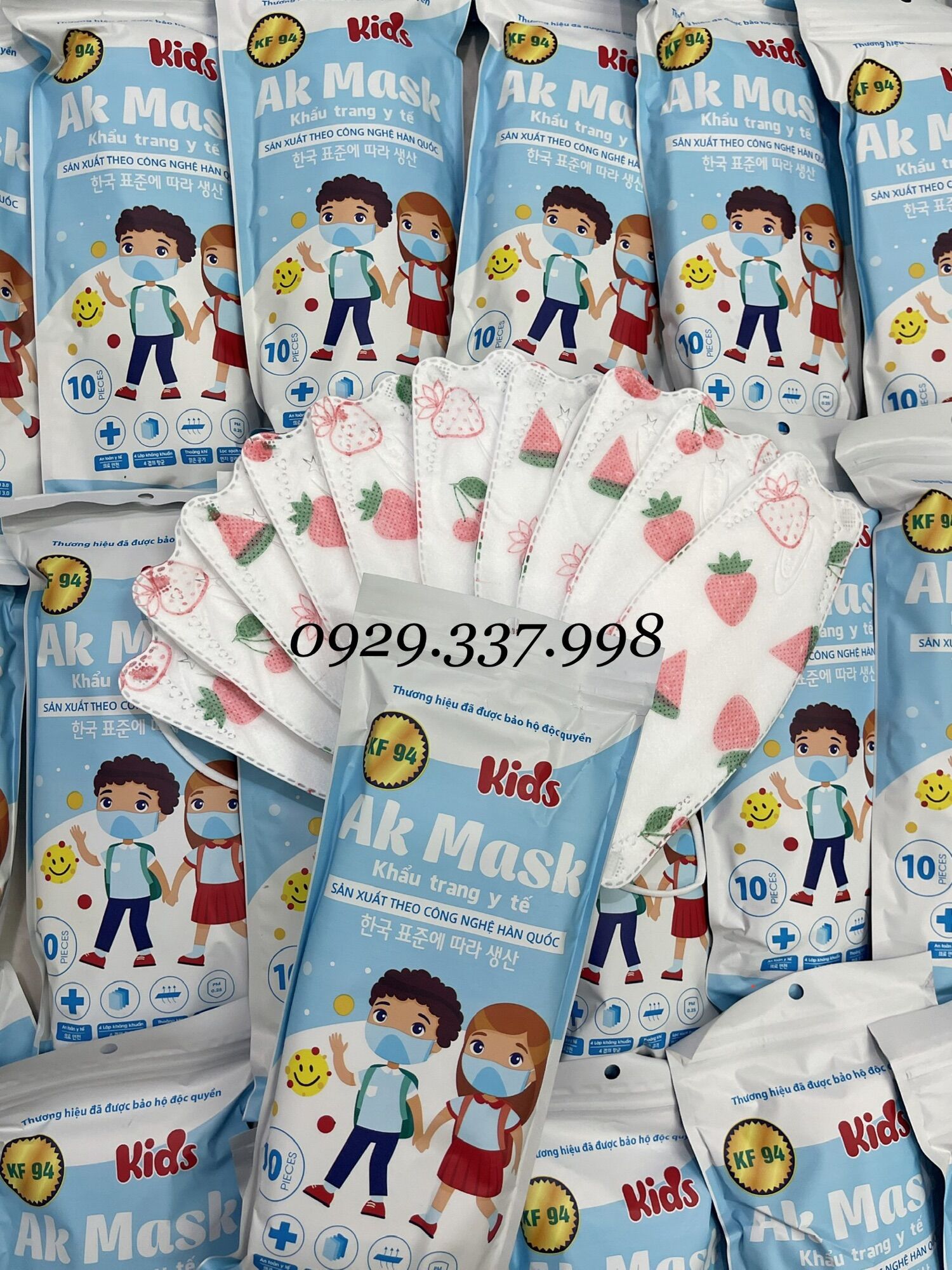 Khẩu trang KF94 dâu cho bé - bịch 10 cái