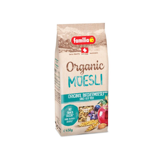 Date Mới  Ngũ cốc sạch hỗn hợp các hạt Organic Swiss Muesli Familia 450g